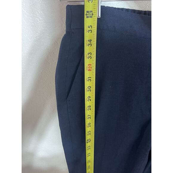 J.CREW Women Navy Elastic Waist Linen Career Pants Size 2 Skinny Preppy Capsule - Picture 8 of 11
